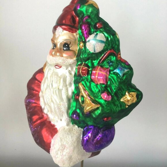 ✨ NEW Authentic Christopher Radko SANTA Claus Christmas TREE Huge Glass Ornament - Picture 3 of 6